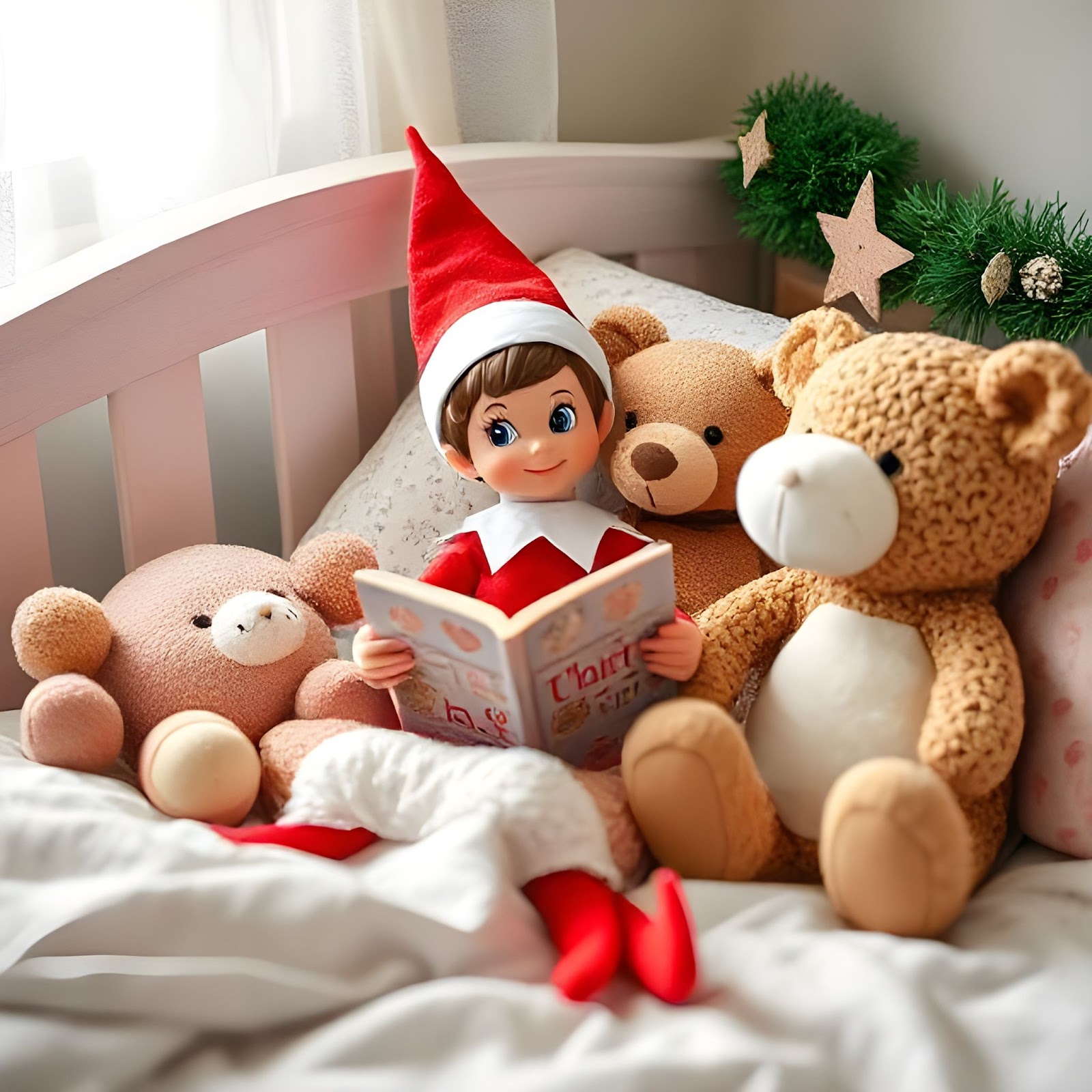 Elf Having Story Time with the Stuffed Animals ELF ON THE SHELF IDEAS 23