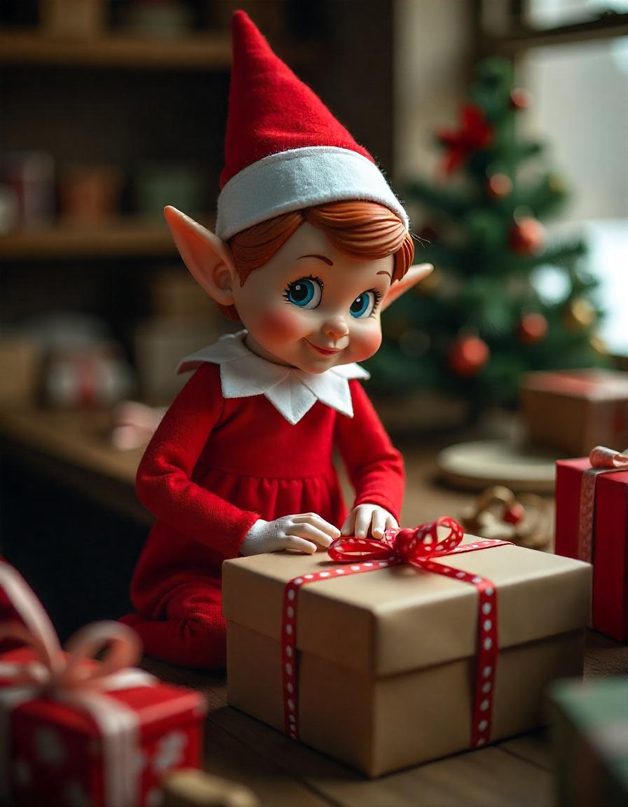 Elf Trying to Help Wrap -  ELF ON THE SHELF IDEAS 6