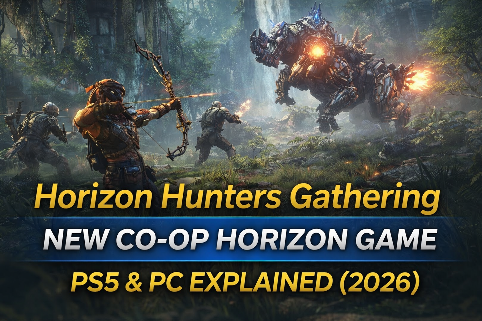 Horizon Hunters Gathering co-op action game gameplay featuring hunters fighting machines on PS5 and PC