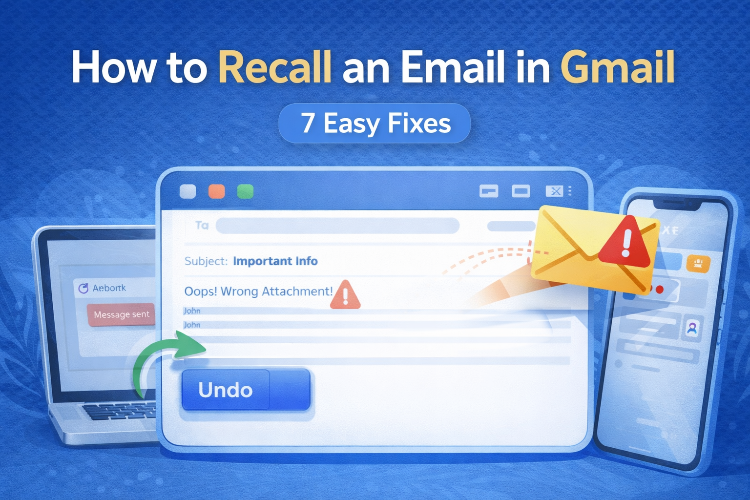 How to Recall an Email in Gmail step by step guide showing Undo Send feature on desktop and mobile